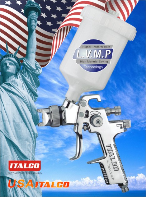 ITALCO H-500 1,8 mm LVMP szórópisztoly poliuretánhoz, szintetikus festékekhez, szórókitthez, egyrétegű festékekhez és epoxikhoz