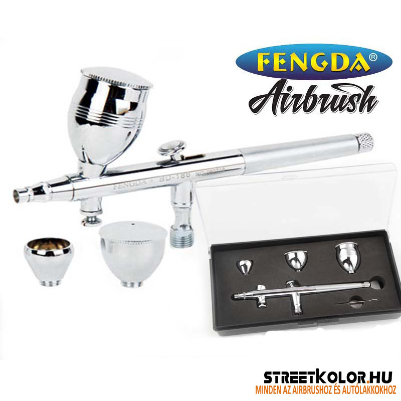 FENGDA ® BD-186 airbrush pisztoly 0,2mm, 3 x tégely