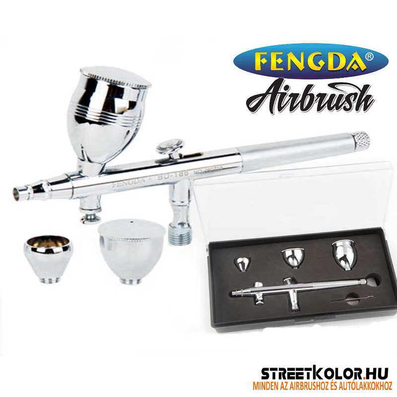 FENGDA ® BD-186 airbrush pisztoly 0,5mm, 3 x tégely