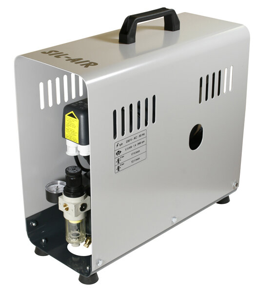 SIL-AIR 20D olajdugattyús kompresszor, csak 30 dB. 17 l/perc.