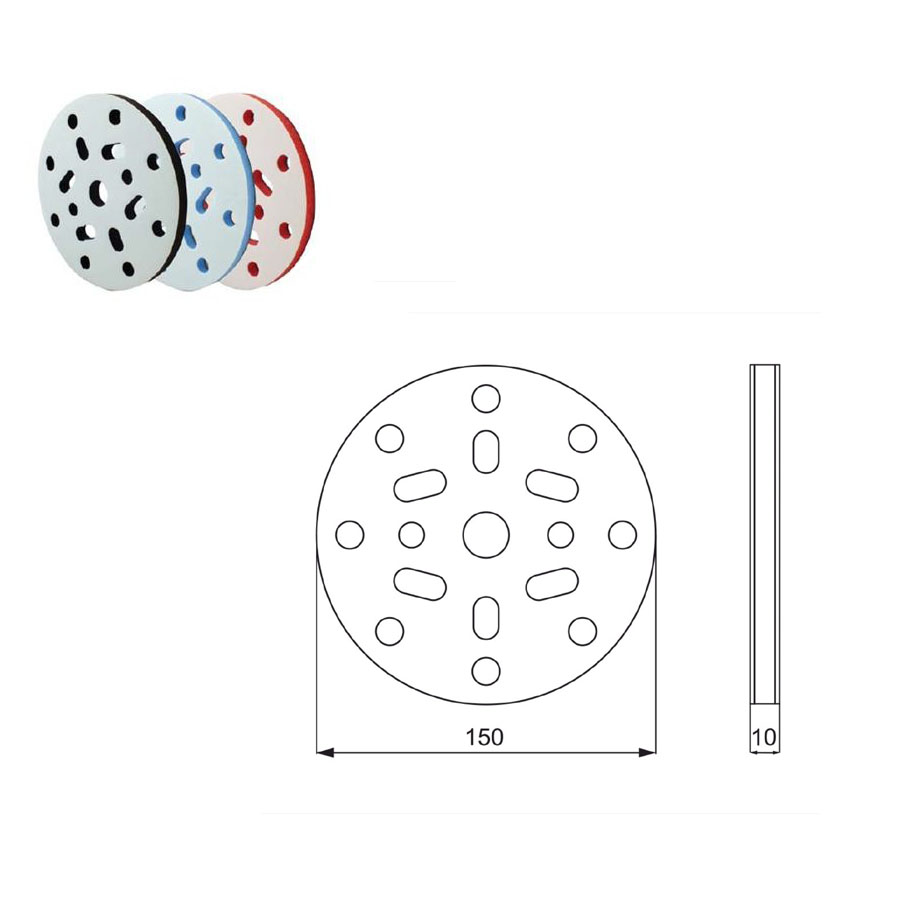 Kemény (sárga) habszivacs alátét, 15 lyuk, átmérő: 150mm, vastagság: 10 mm