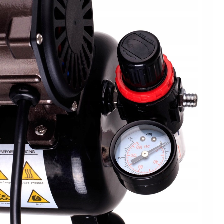 Olajmentes egyhengeres airbrush kompresszor ROYALMAX TC-80T, csak 47dB