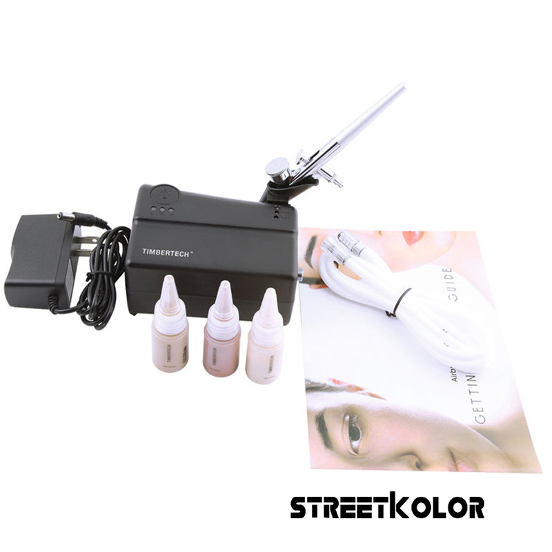Airbrush szett: Kompresszor FENGDA TIMBERTECH MK-200 pisztoly+make-up festékek