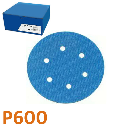 Csiszolópapír excentercsiszolóhoz, P600, átmérő: 150 mm, 6 lyuk, 100 darab