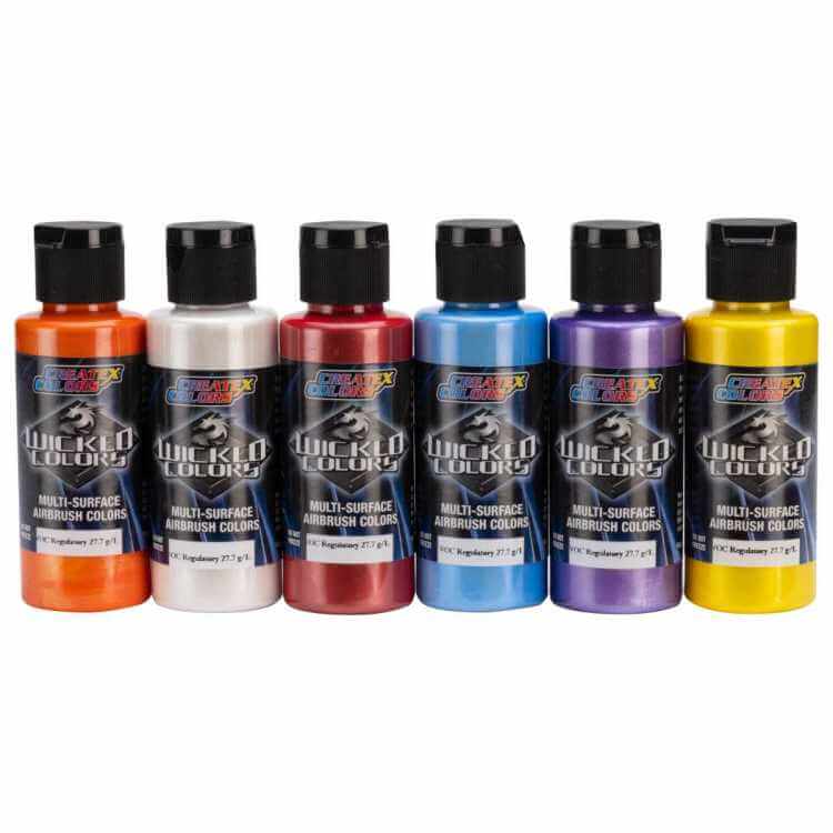 Wicked Essential gyöngyház készlet airbrush színekből W132-02, 6x60 ml