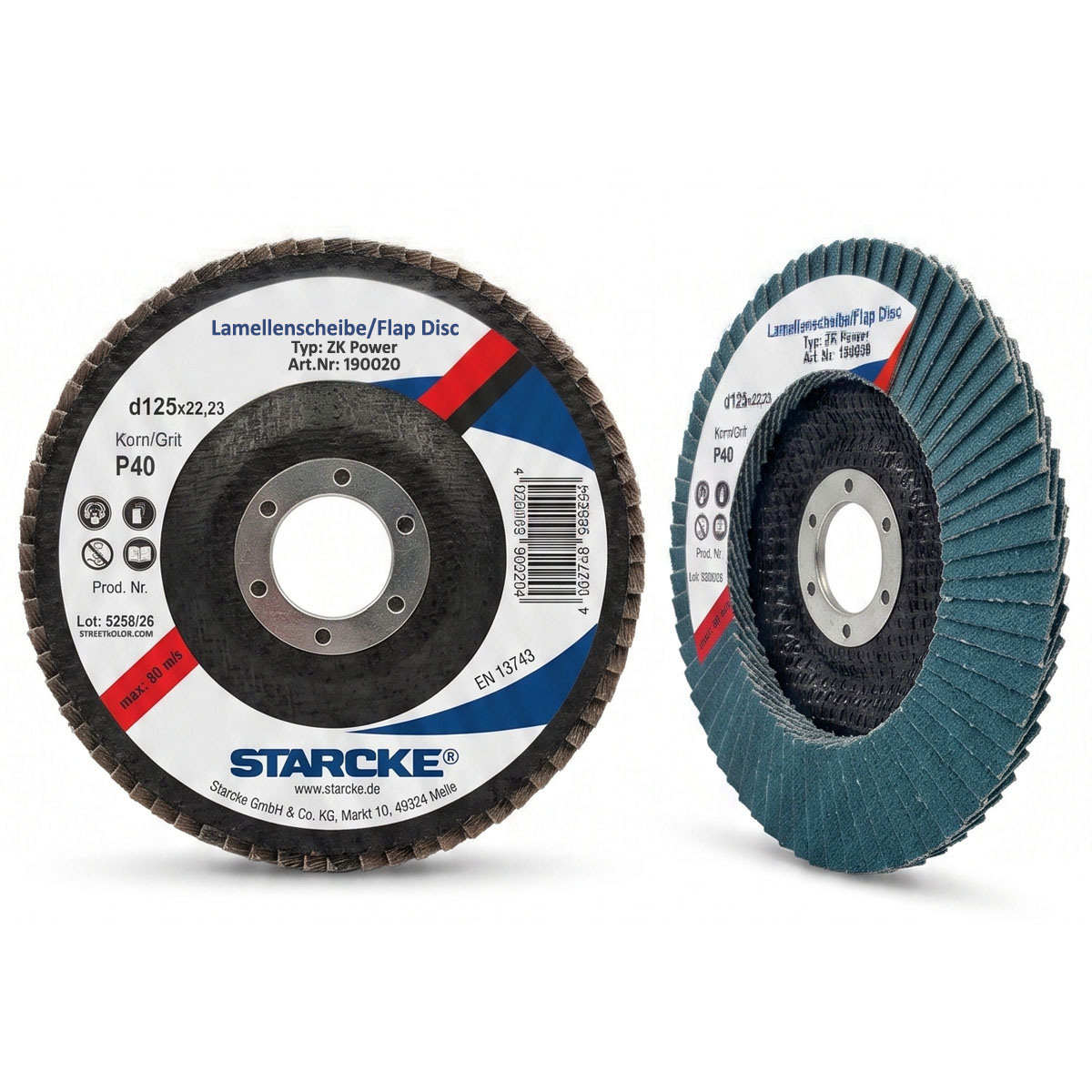 Starcke Zirkonia lamellás csiszolókorong P40, 125mm, kúpos, 1db