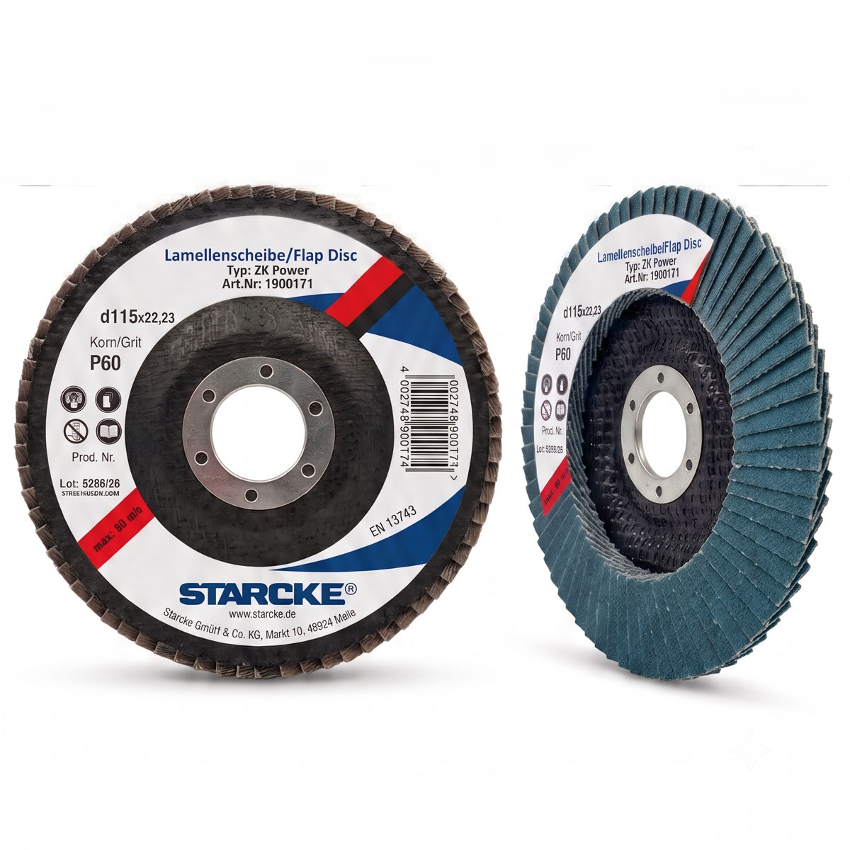 Starcke Zirkonia lamellás csiszolókorong P60, 115mm, kúpos, 1db