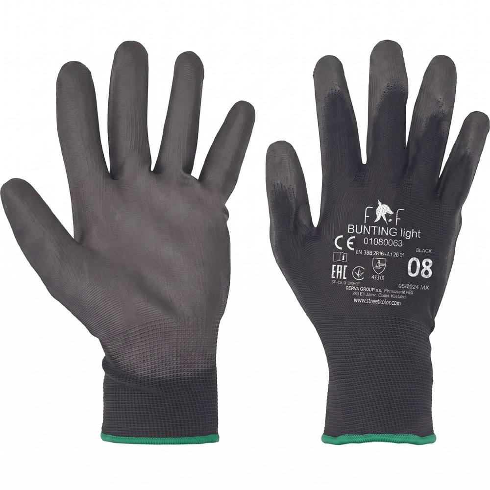 Fridrich & Fridrich BUNTING LIGHT munkavédelmi kesztyű fekete, 8-M méret