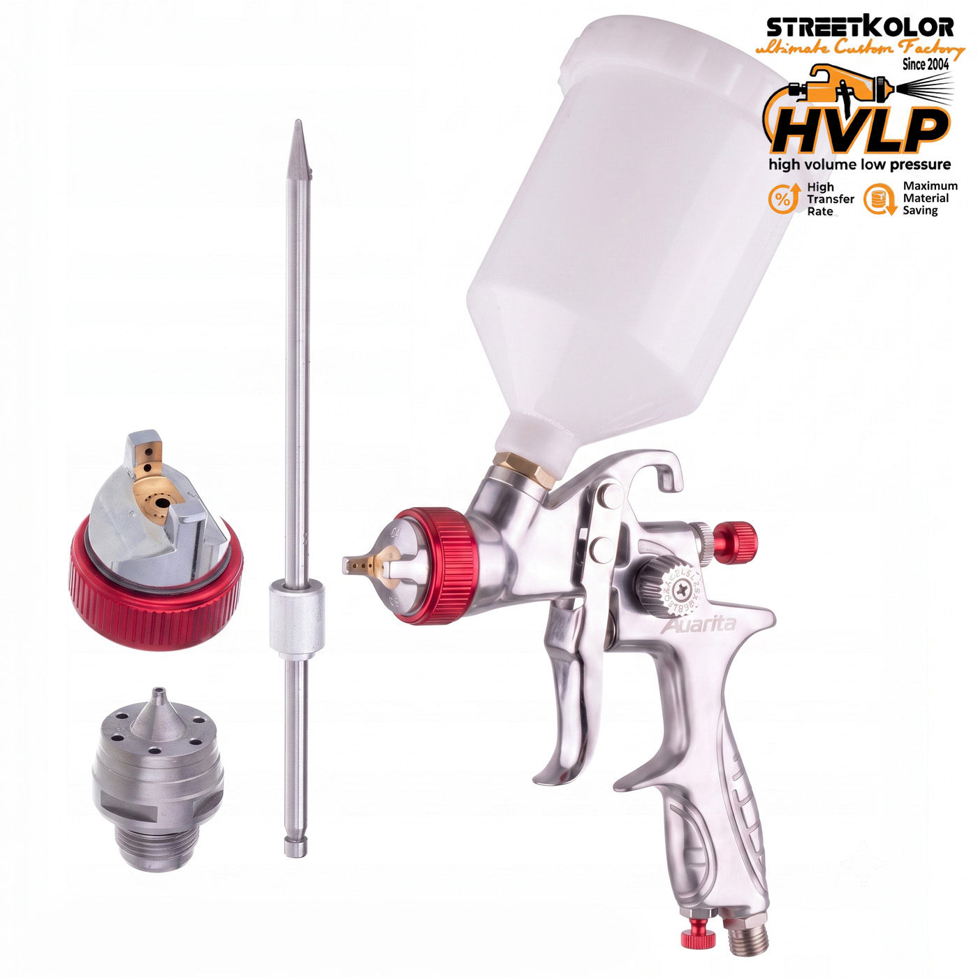 Auarita H-887P HVLP festékszóró pisztoly 1,4 mm + 2,0 mm készlet (170-300 l/perc)