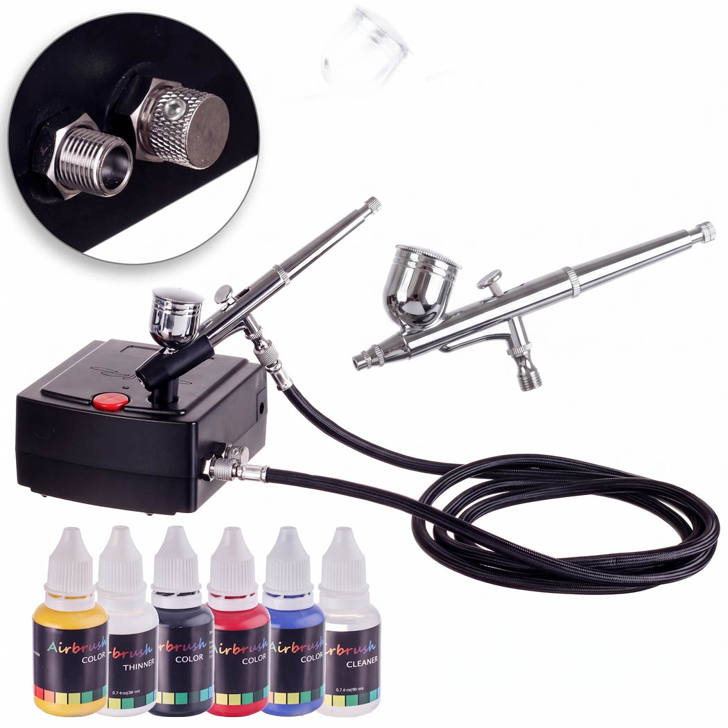 Airbrush készlet Royalmax TC-100K kompresszorral, AB-130 0,3mm airbrush pisztollyal és 6 db festékkel