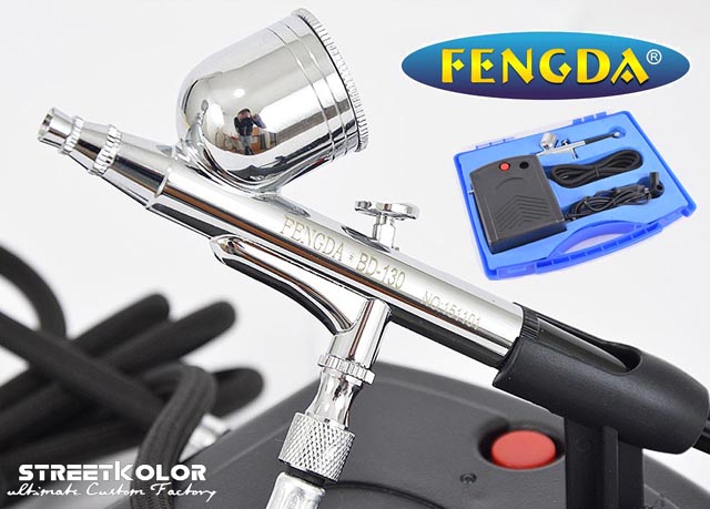 Airbrush szett FENGDA®BD-831 kompresszorral és BD-130 airbrush pisztollyal 0,2mm