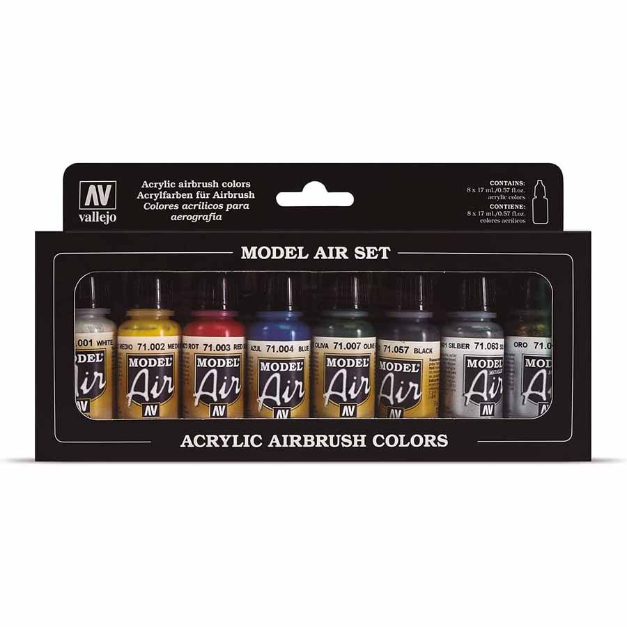 Vallejo 71.174 Basic airbrush festék készlet 8x17 ml