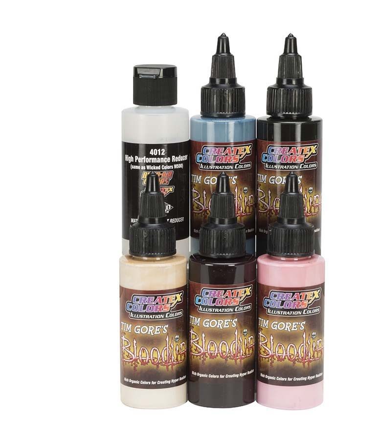 CreateX Bloodline 0- Illusztrációs airbrush festékek szettje  6 x 30 ml