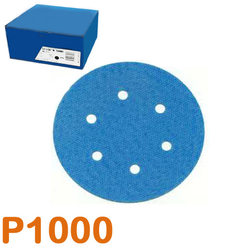 Csiszolópapír excentercsiszolóhoz, P1000, Átmérő: 150mm, 6 lyuk, 100 db