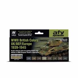 Vallejo AirBrush festék készlet 71.614 II. világháborús British Colors UK/BEF/Europe 1939-1945