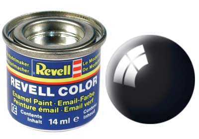 REVELL 07 Fekete fényes szintetikus modellező festék (RAL9005), 14ml 