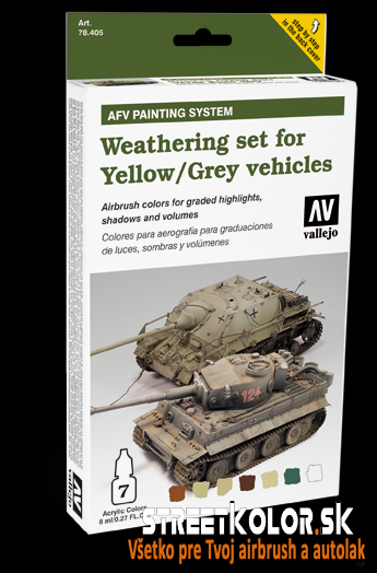 Vallejo 78.405 Weathering yellow/grey airbrush festék készlet 6x8 ml