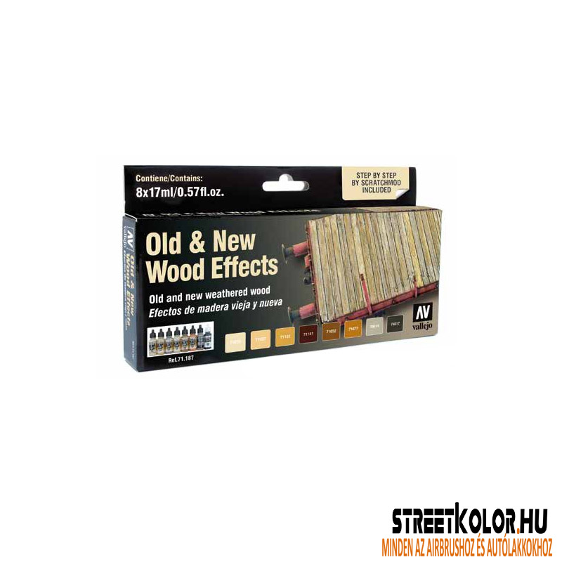 Vallejo 71.187 Old and New Wood Effects airbrush festék készlet 8x17 ml
