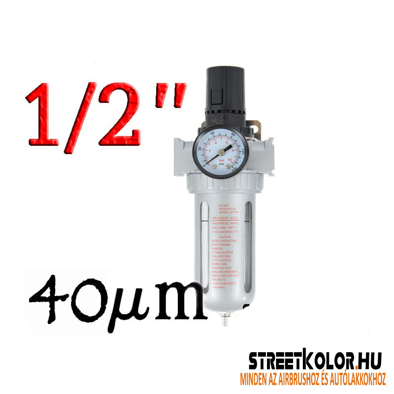 Légnyomás szabályzó szűrővel, belső menet:1/2", szűrés: 40 mikron