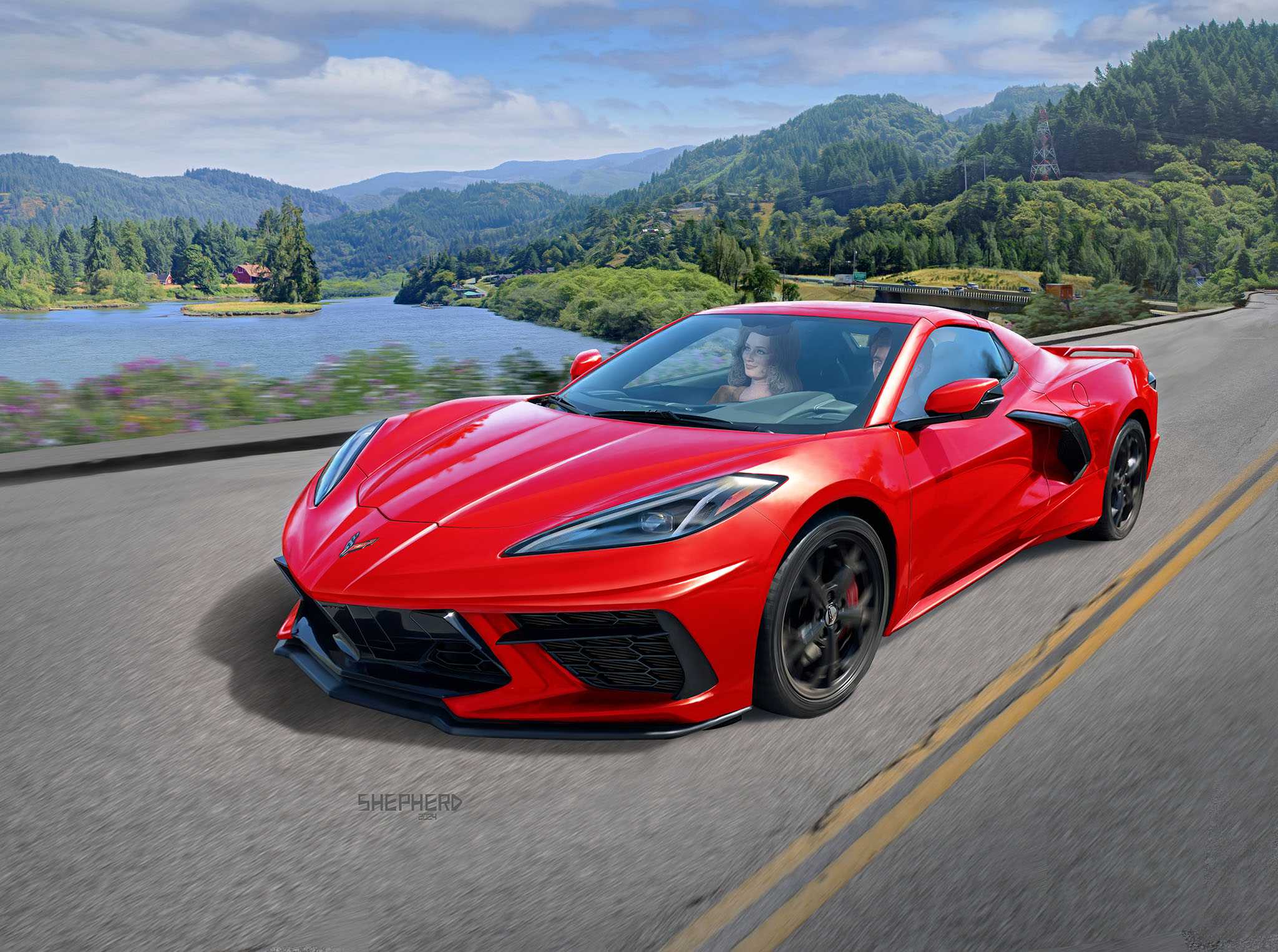 Revell Corvette C8 Coupé Model Set autómakett 1:24, 144 alkatrész + festékek + ragasztó + ecset