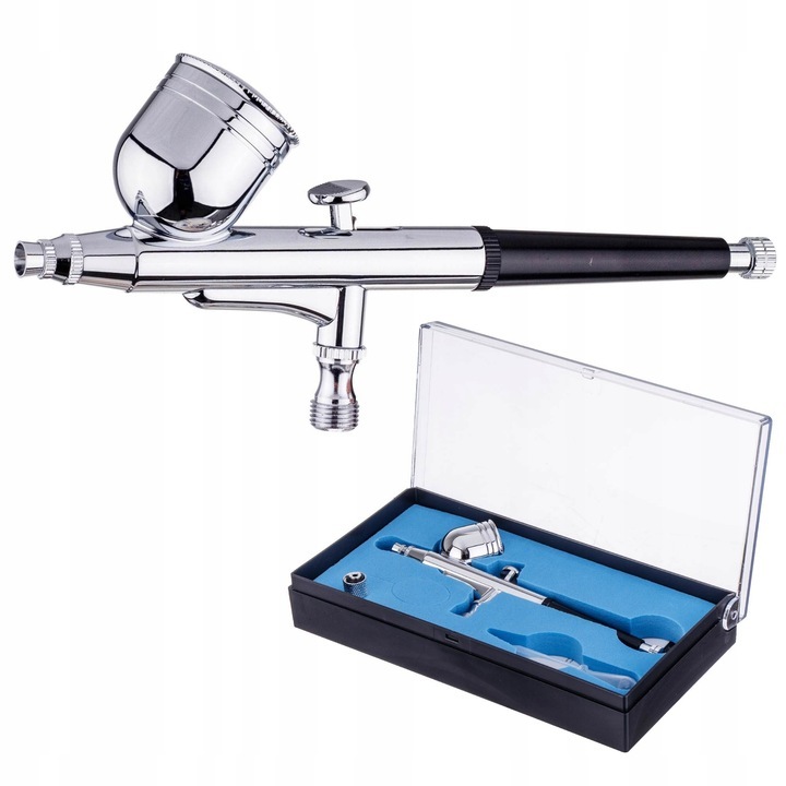 Professzionális airbrush szett: TC-80 kompresszor és KZ-30 airbrush pisztoly + tömlő + tartó + tisztító edény